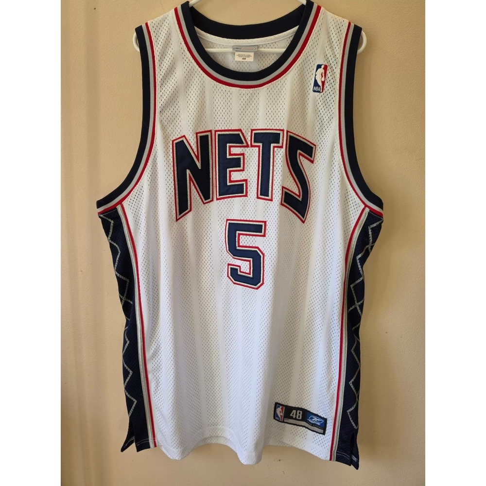 Vintage Reebok New Jersey Nets Jason Kidd 5 Authentic Jersey White Size 48 NBA